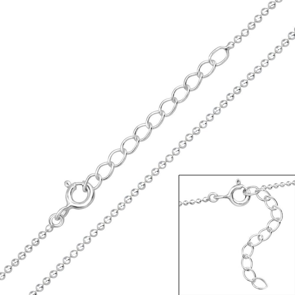 Sterling Silver Ball Chain Necklace 15in + Extension